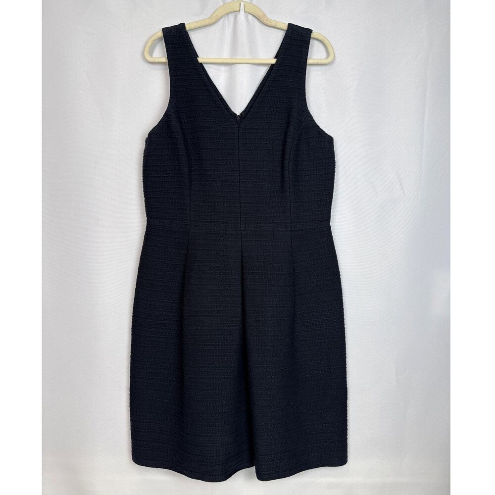 Banana Republic Sz 14 Tall Black Sheath Dress Double V Neck Sleeveless